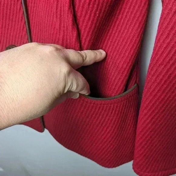 SOÏA & KYO women Pea  Coat red color size small Made in Canada Wool+Nylon - Picture 3 of 12